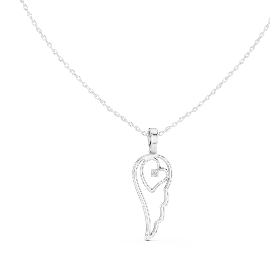 Angel Wing Pendant With Round Lab Diamond
