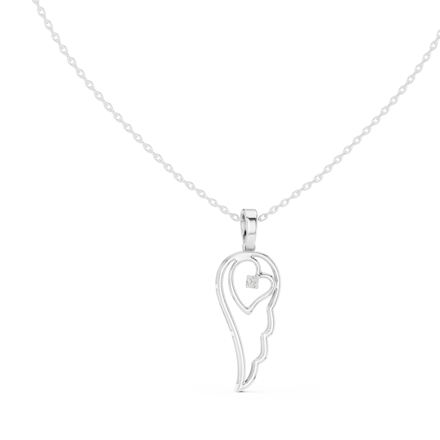 Angel Wing Pendant With Round Lab Diamond