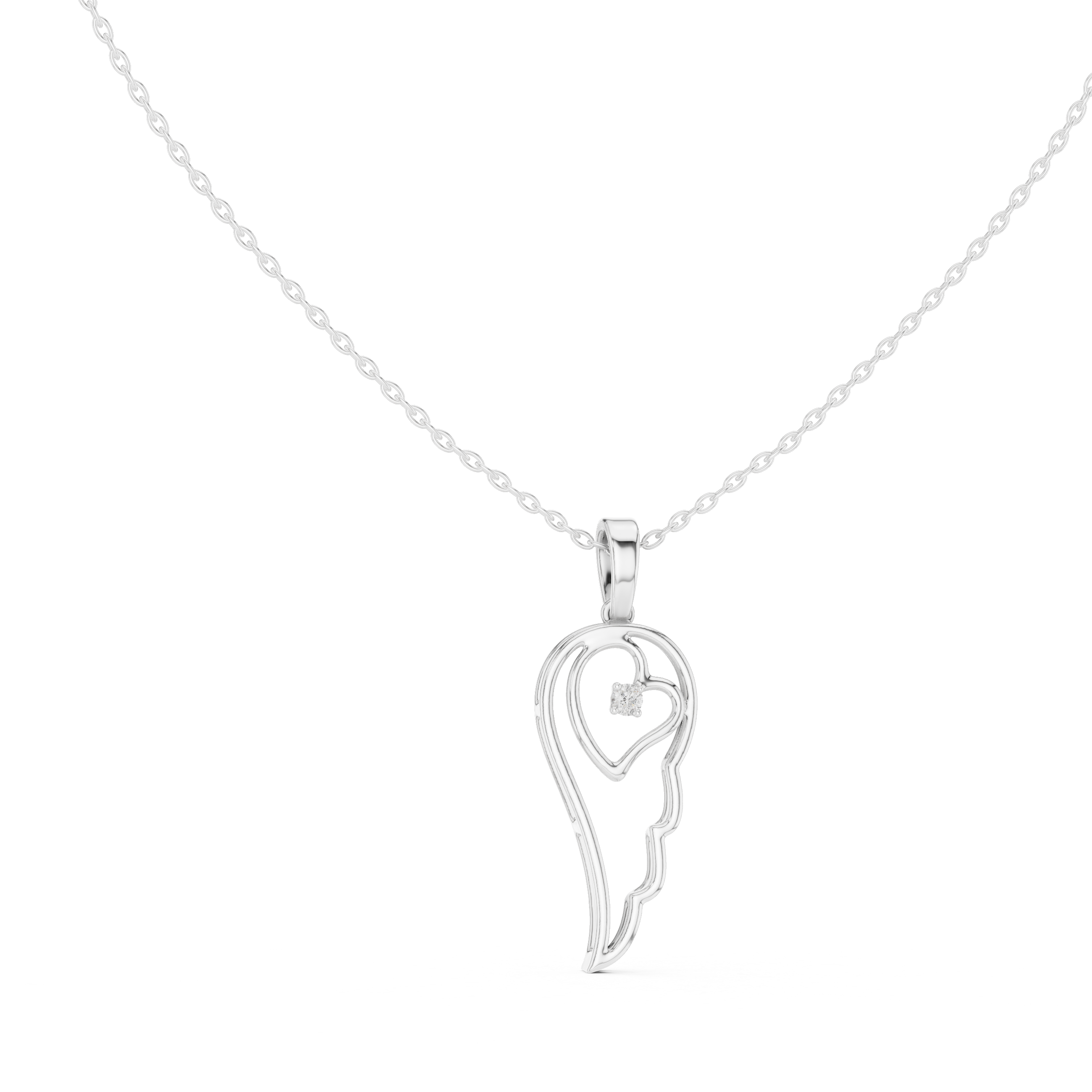 Angel Wing Pendant With Round Lab Diamond