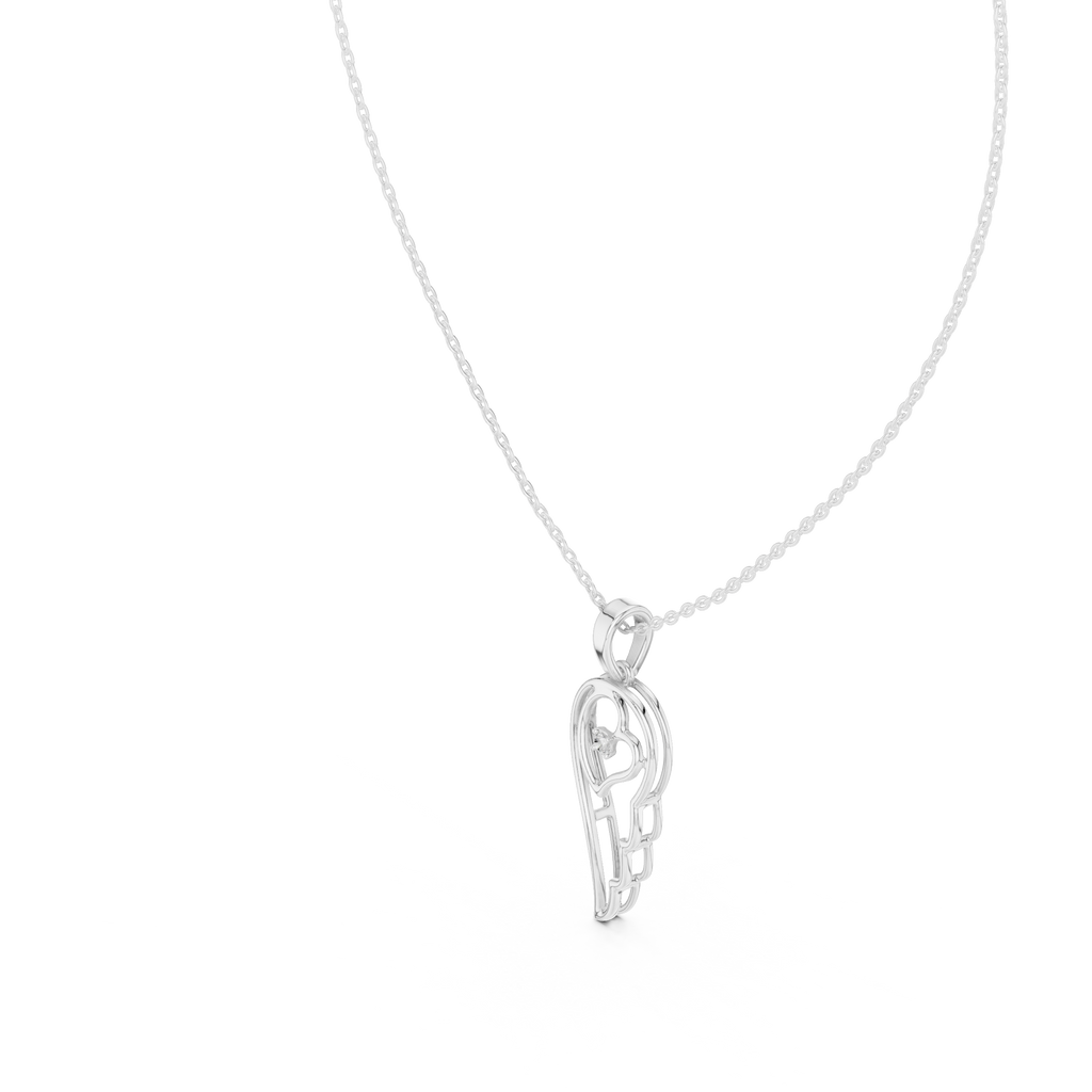 Angel Wing Pendant With Round Lab Diamond
