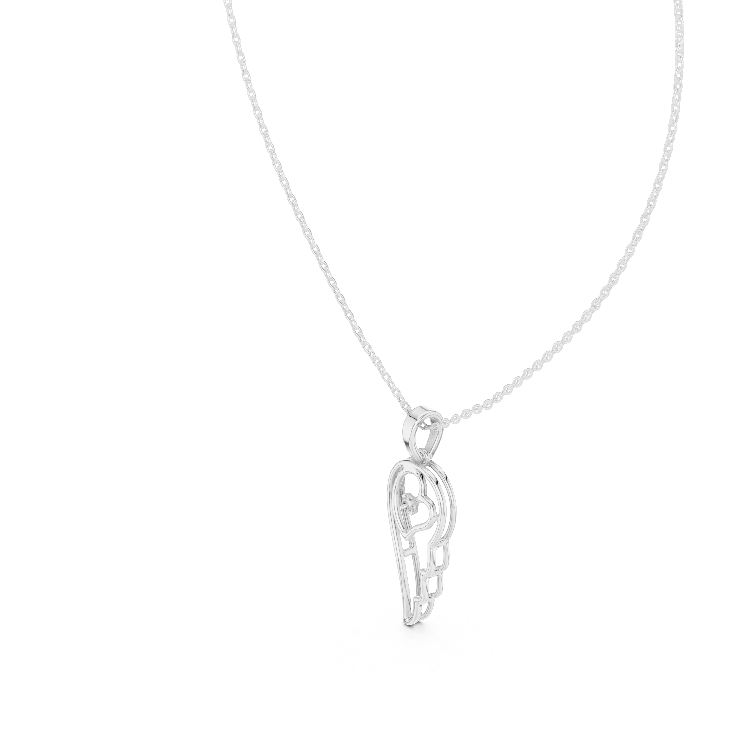 Angel Wing Pendant With Round Lab Diamond
