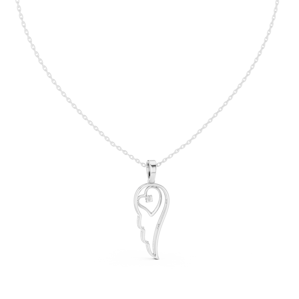 Angel Wing Pendant With Round Lab Diamond