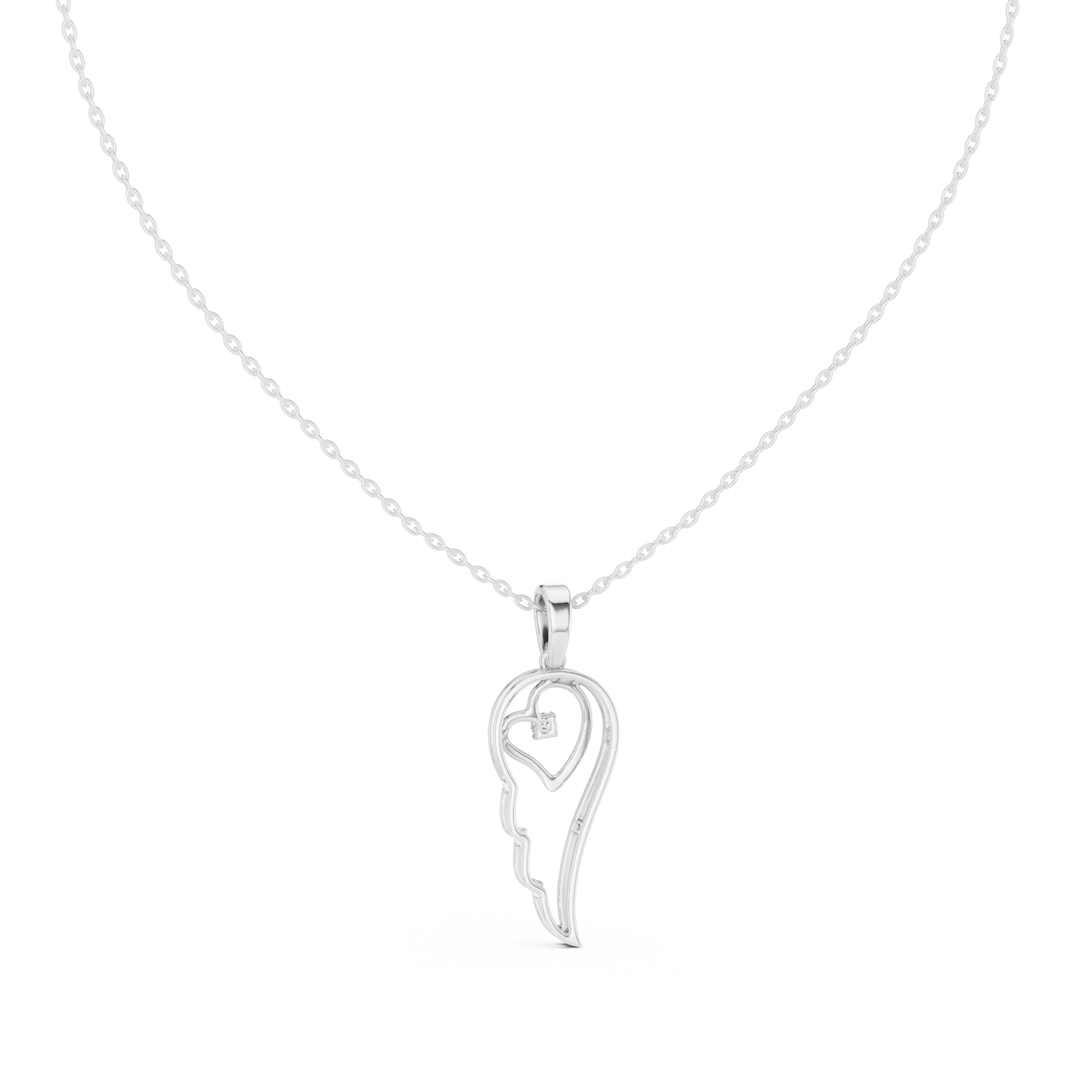 Angel Wing Pendant With Round Lab Diamond