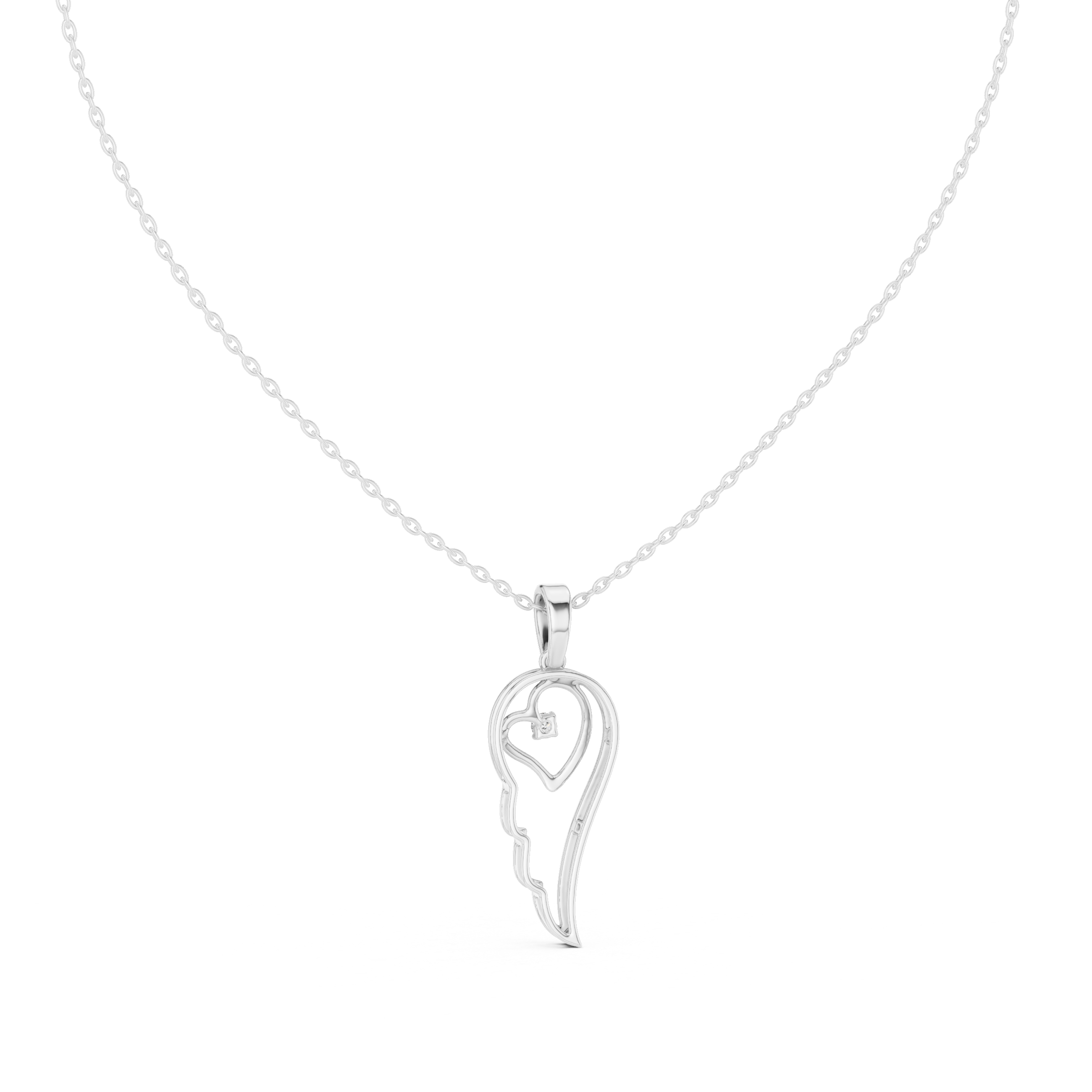 Angel Wing Pendant With Round Lab Diamond