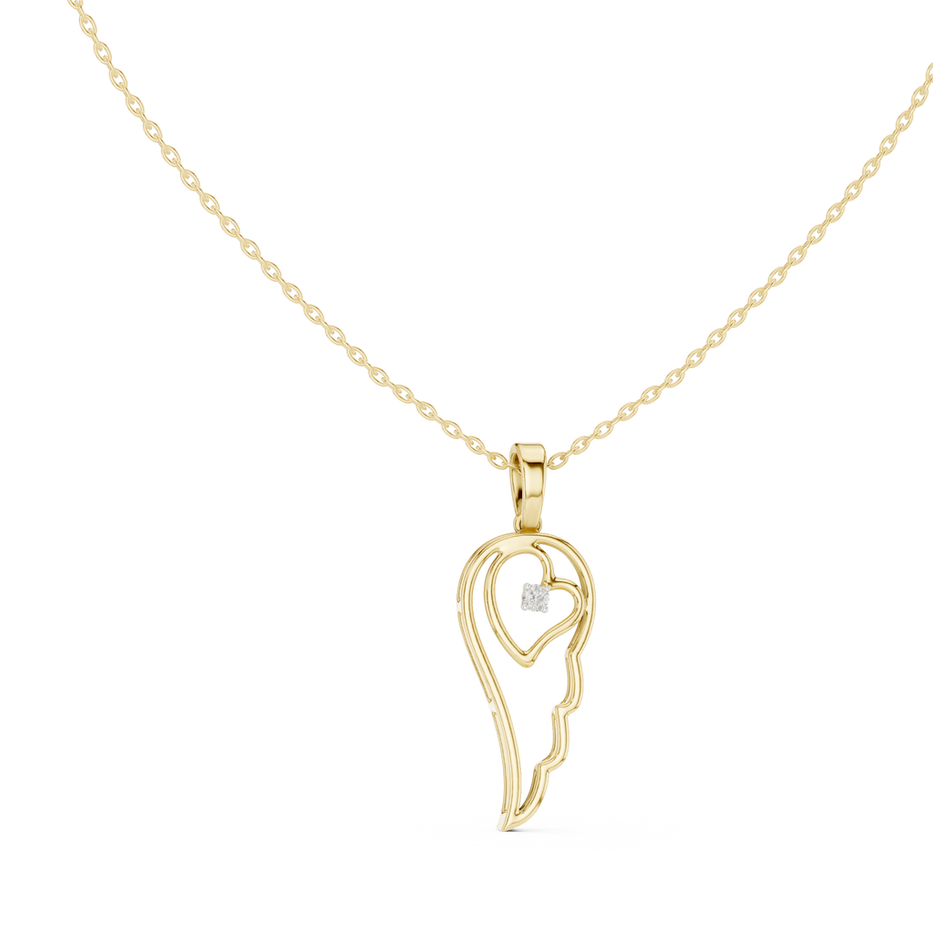 Angel Wing Pendant With Round Lab Diamond