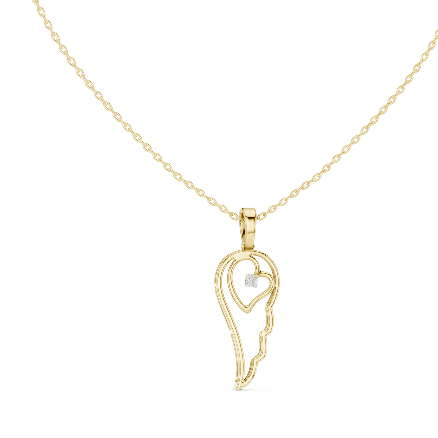 Angel Wing Pendant With Round Lab Diamond