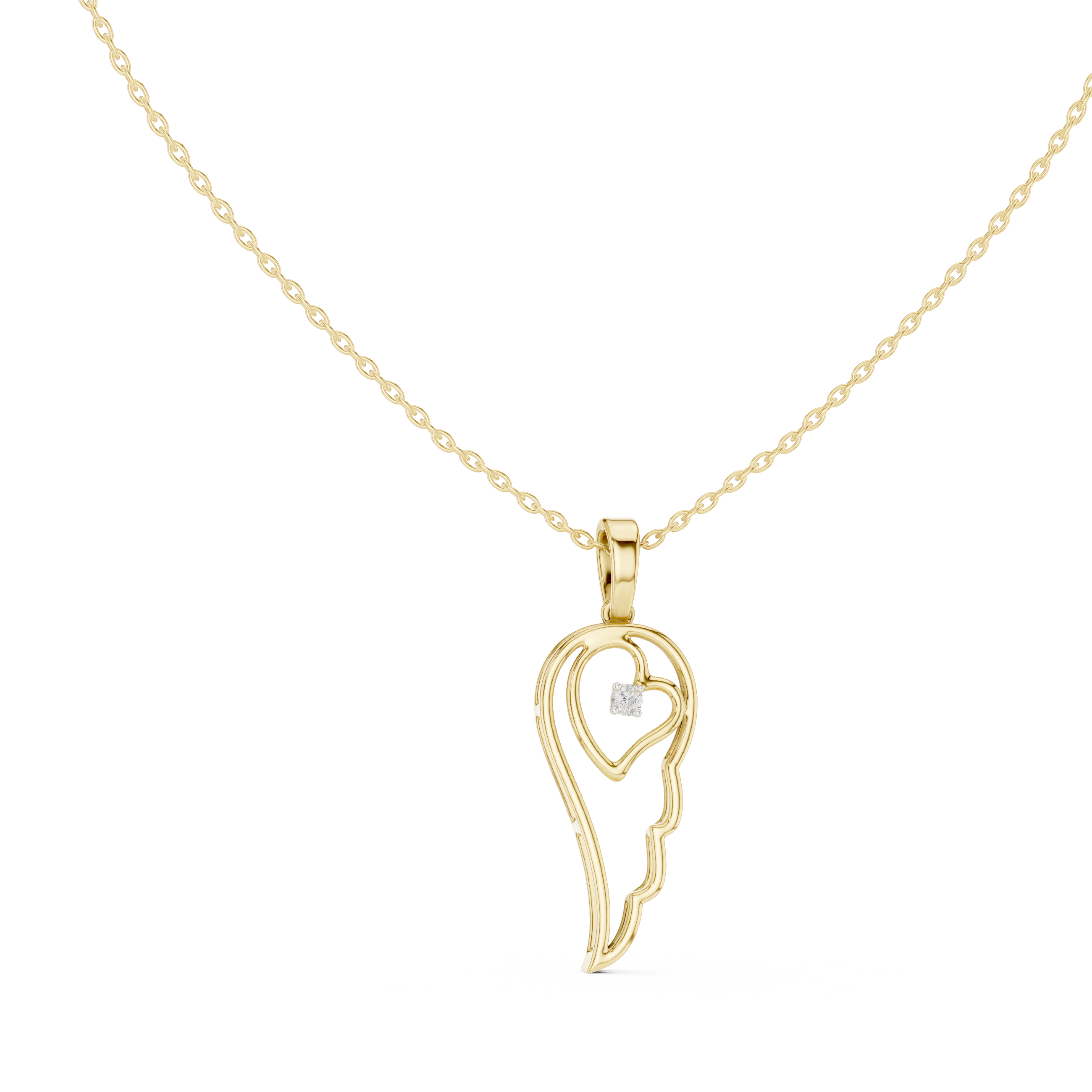 Angel Wing Pendant With Round Lab Diamond