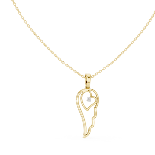 Angel Wing Pendant With Round Lab Diamond