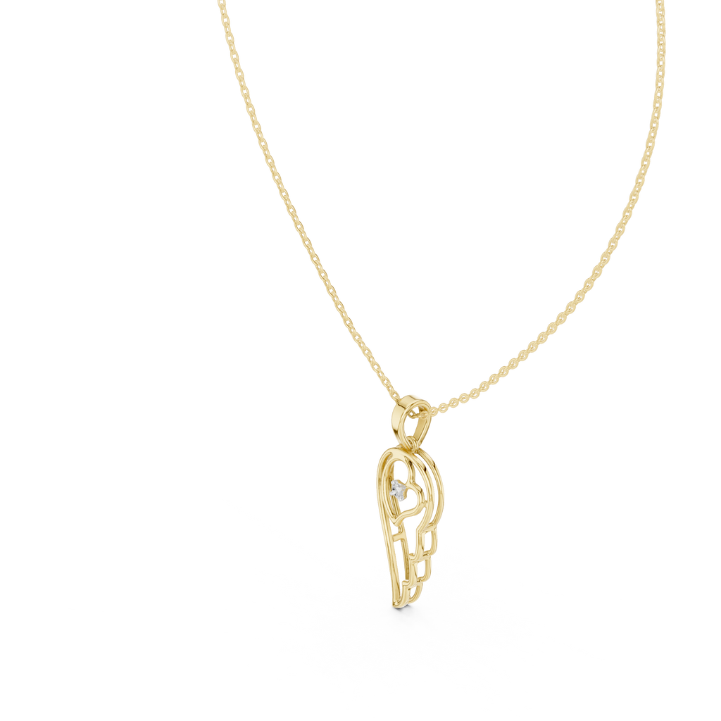 Angel Wing Pendant With Round Lab Diamond