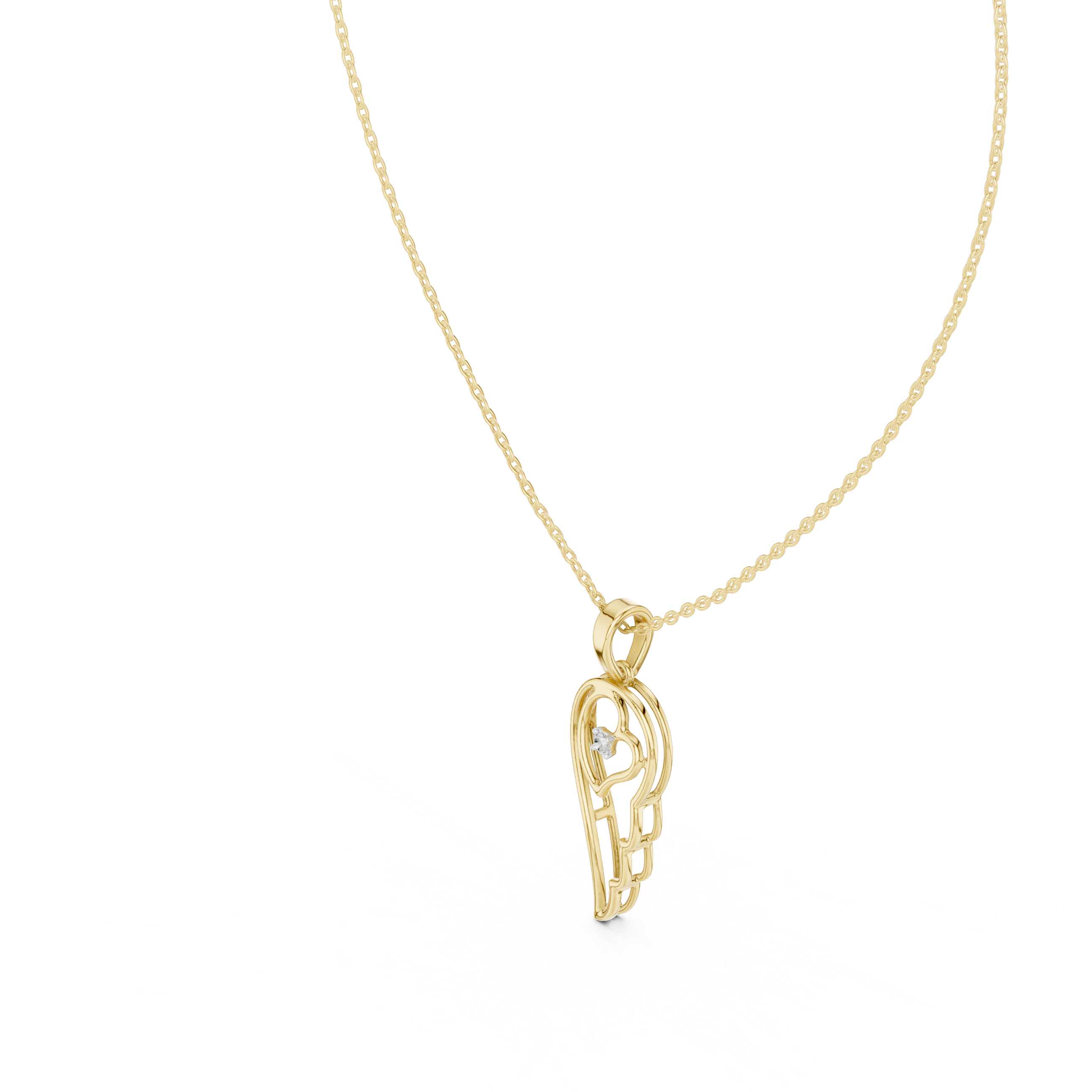 Angel Wing Pendant With Round Lab Diamond