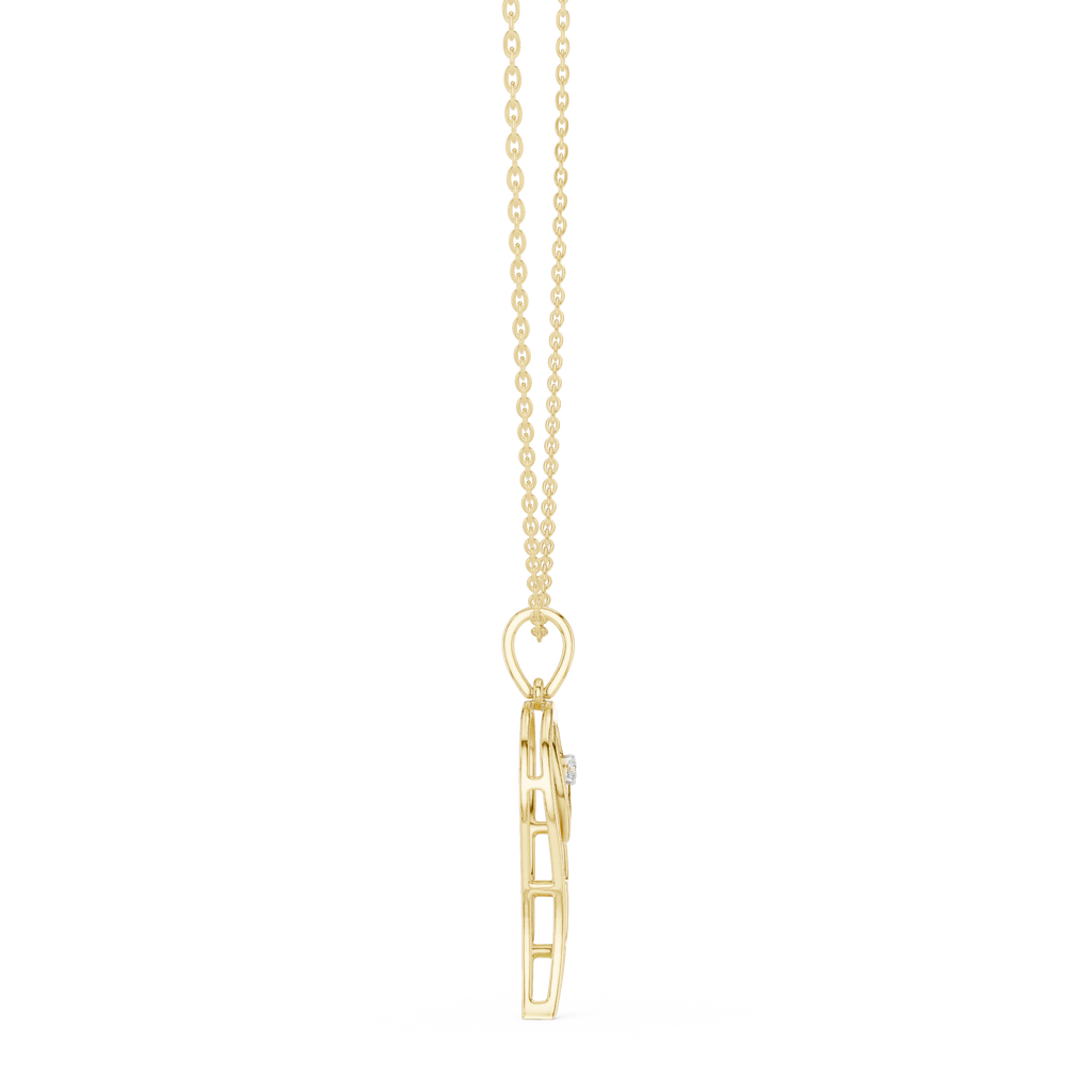 Angel Wing Pendant With Round Lab Diamond