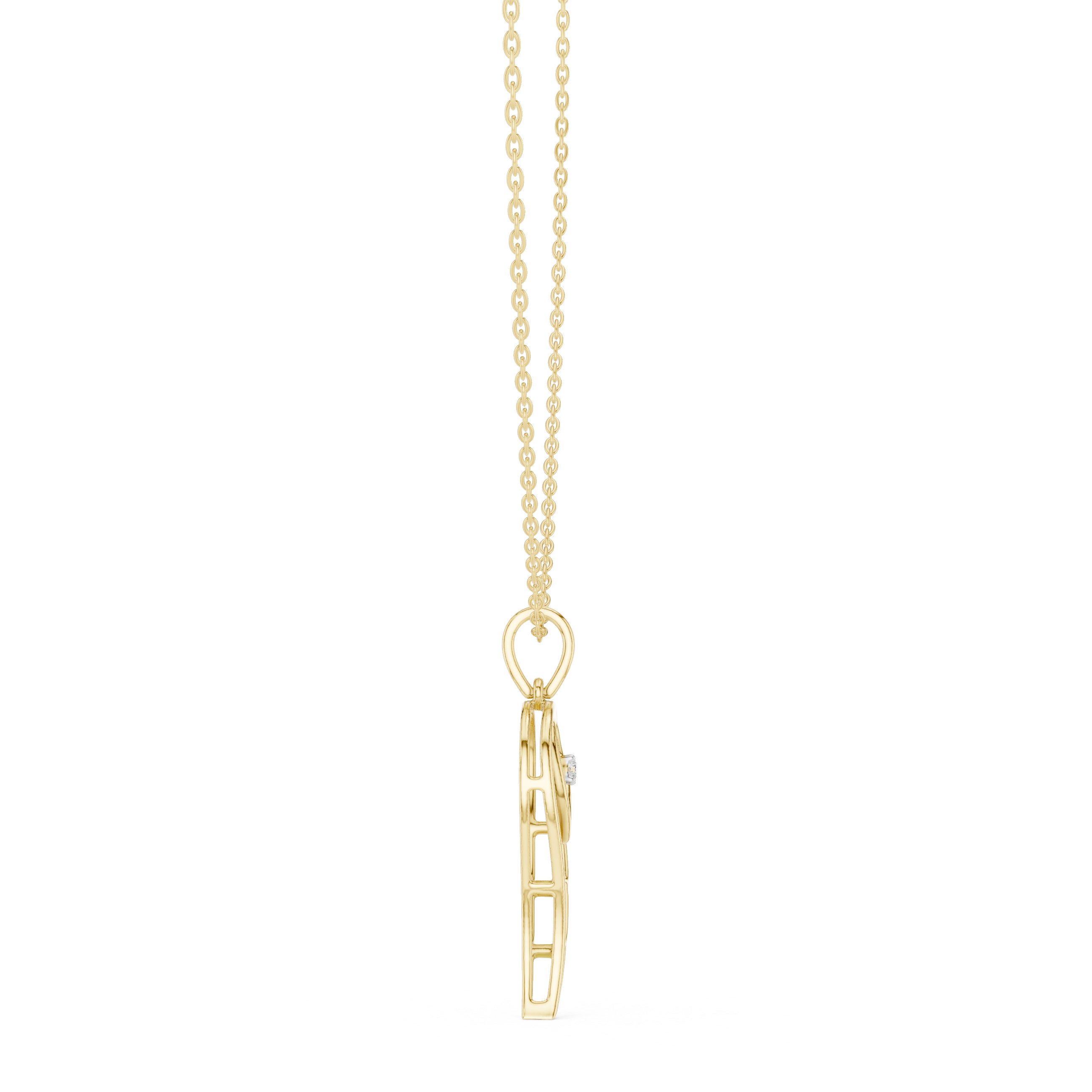 Angel Wing Pendant With Round Lab Diamond