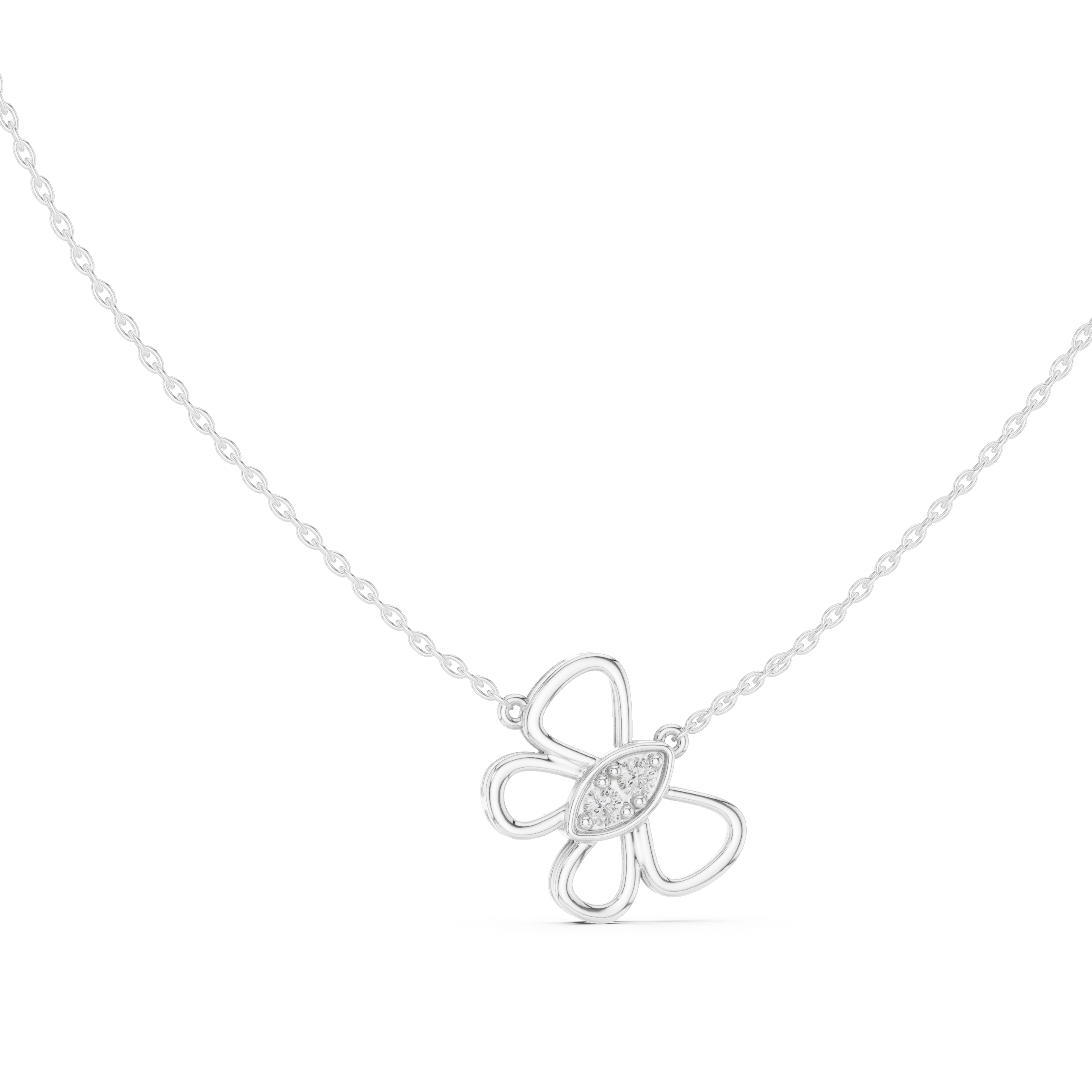 Butterfly Round Cut Lab Diamond Pendant