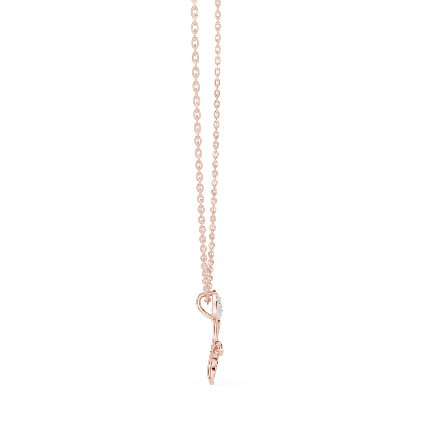 14K Yellow Gold Diamond Rose Pendant