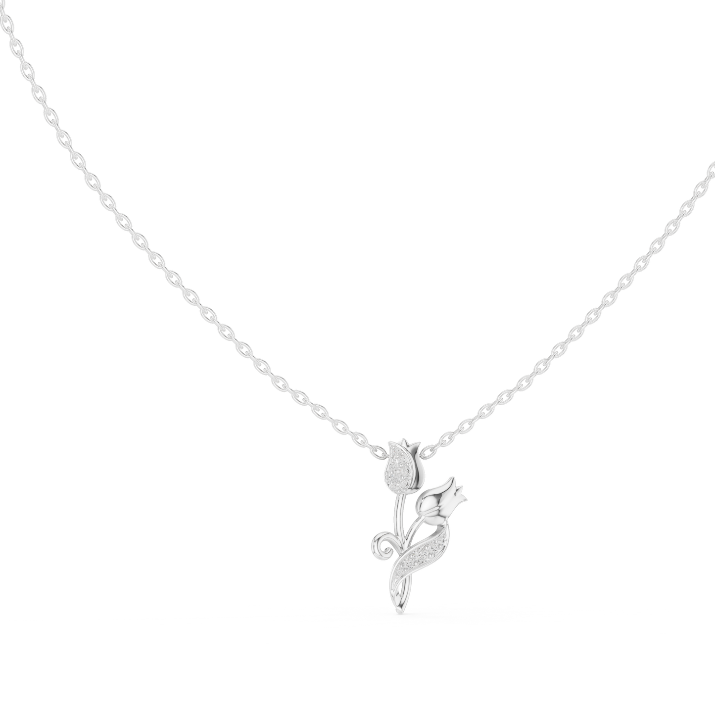 14K Yellow Gold Diamond Rose Pendant