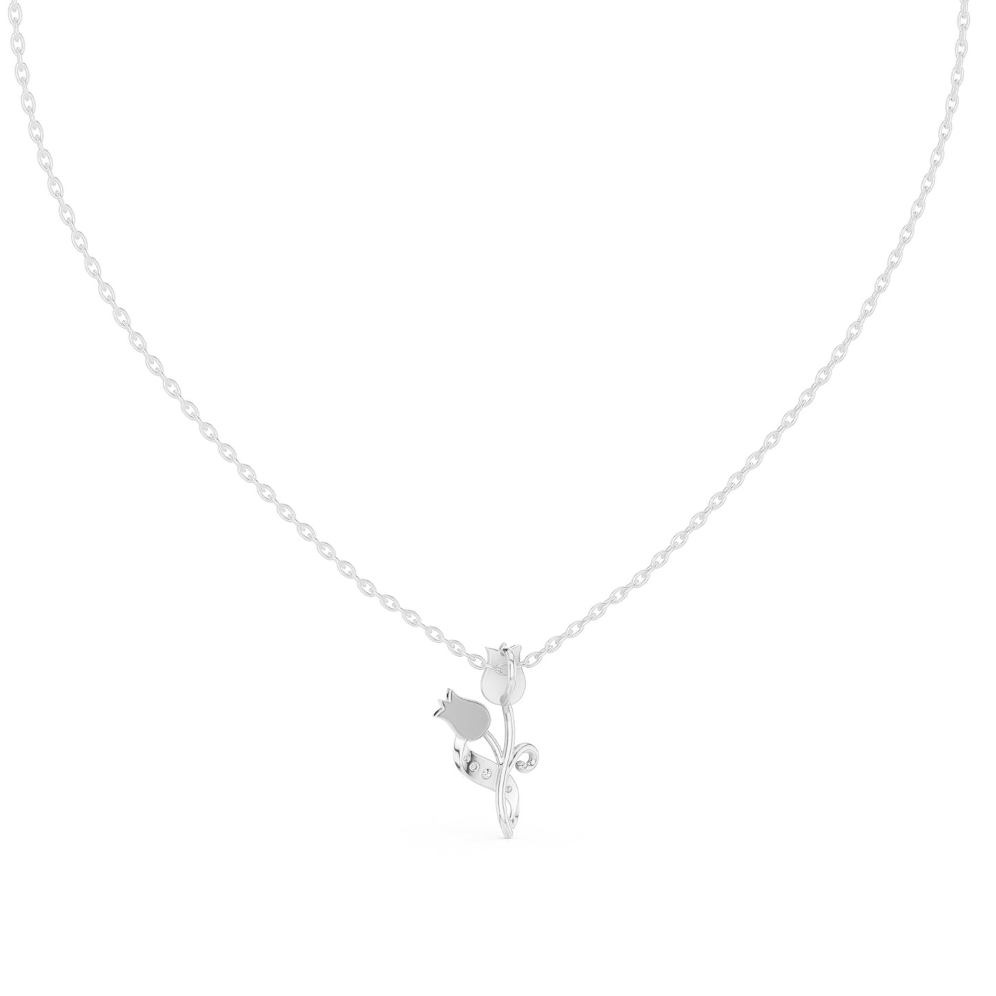 14K Yellow Gold Diamond Rose Pendant