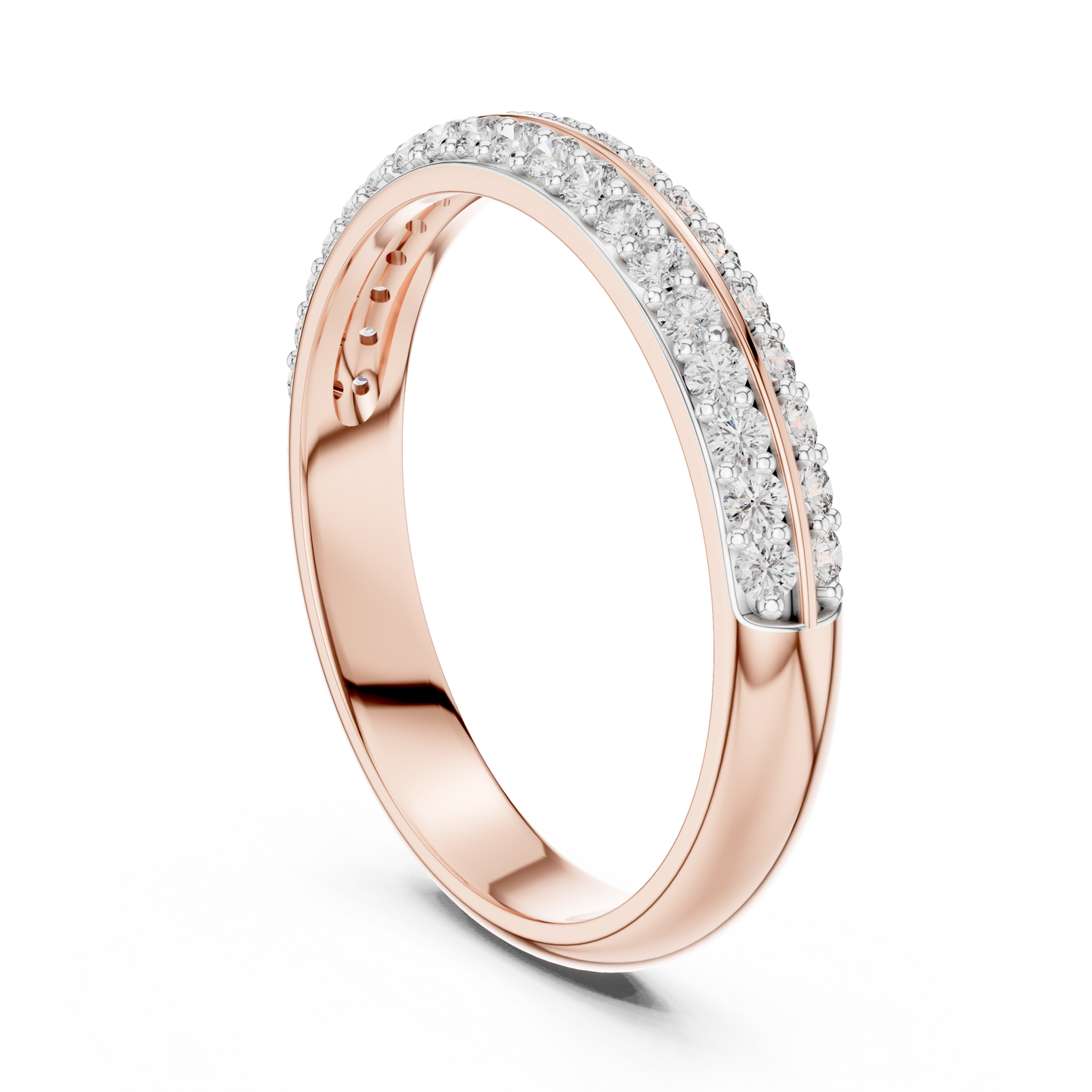 Double Row Round Lab Diamond Wedding Band