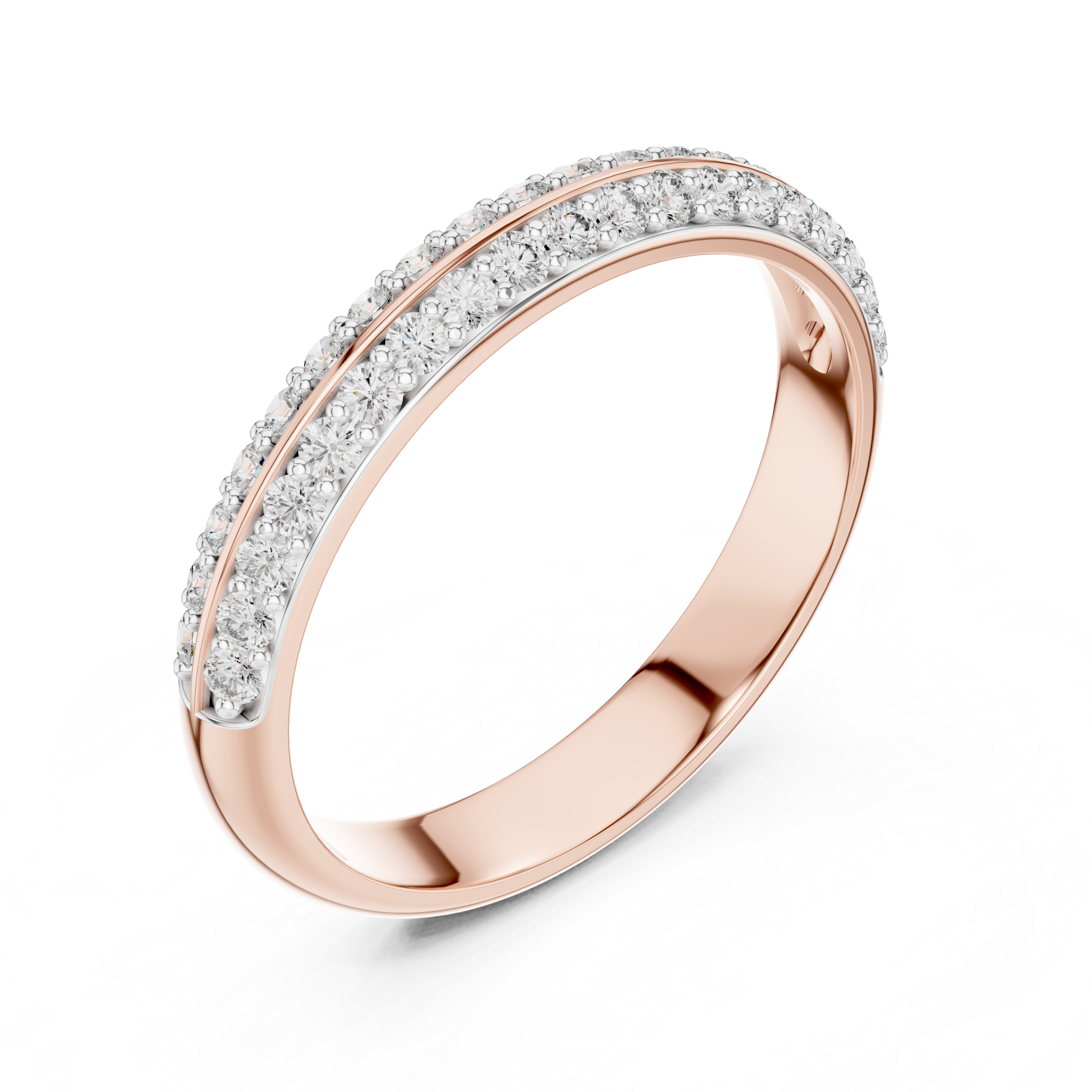 Double Row Round Lab Diamond Wedding Band