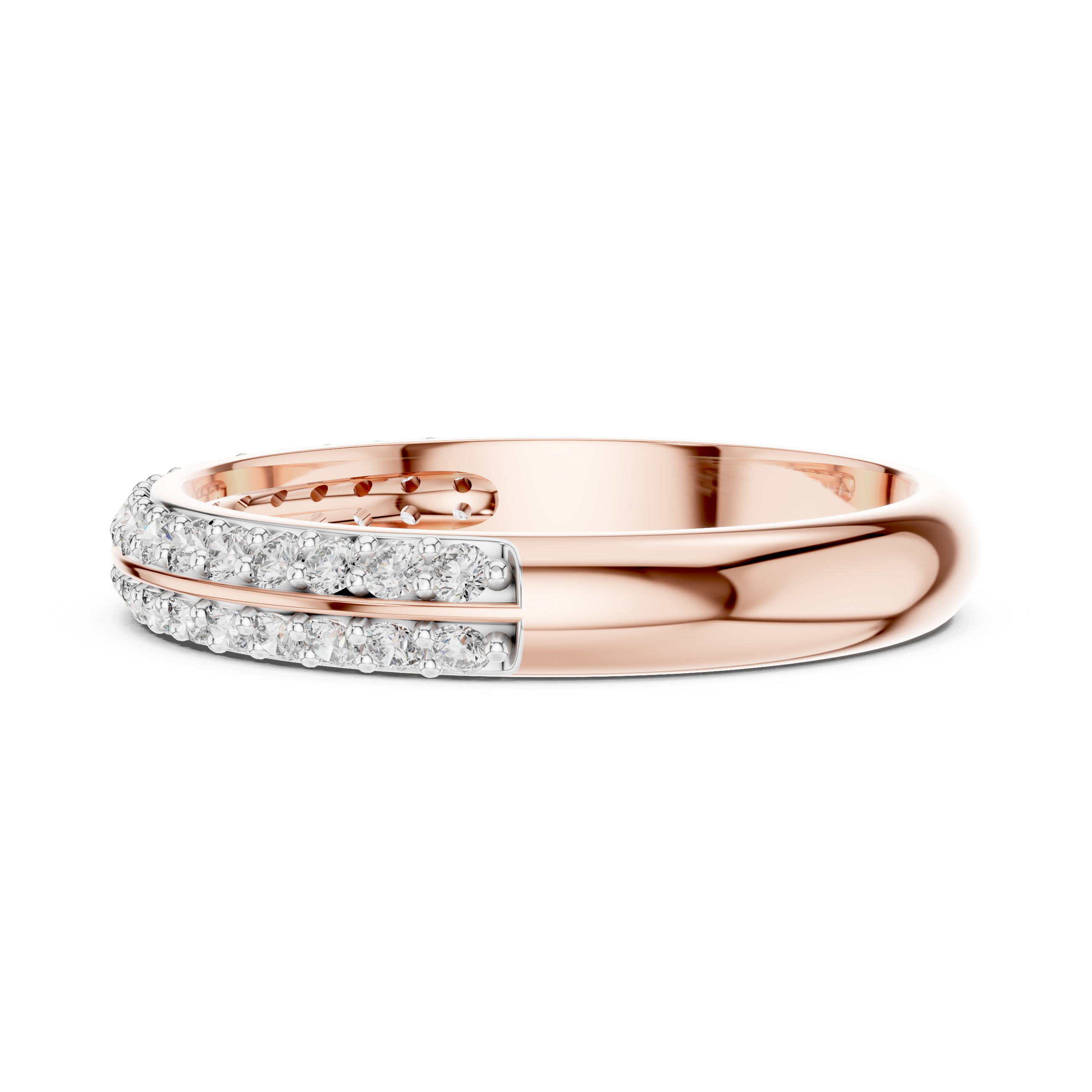 Double Row Round Lab Diamond Wedding Band