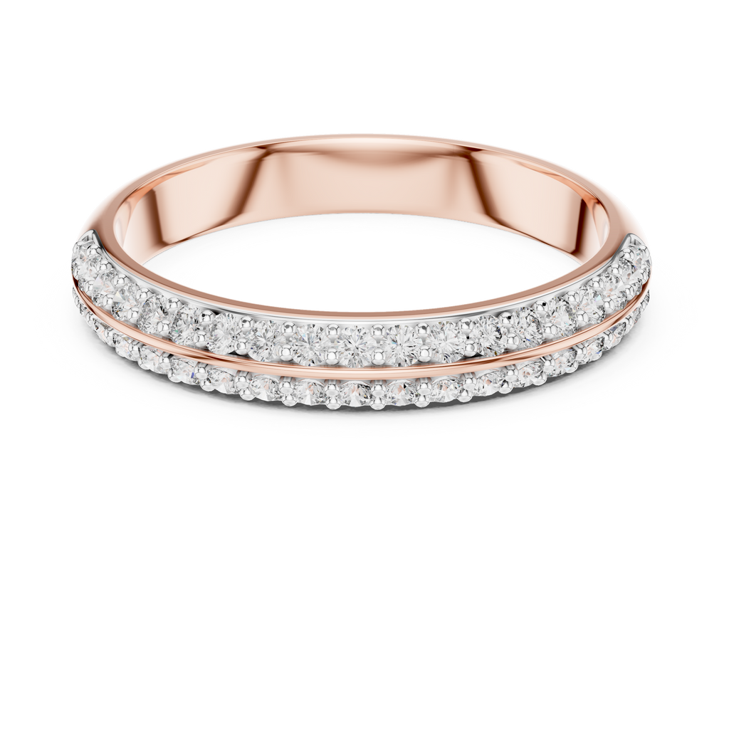 Double Row Round Lab Diamond Wedding Band