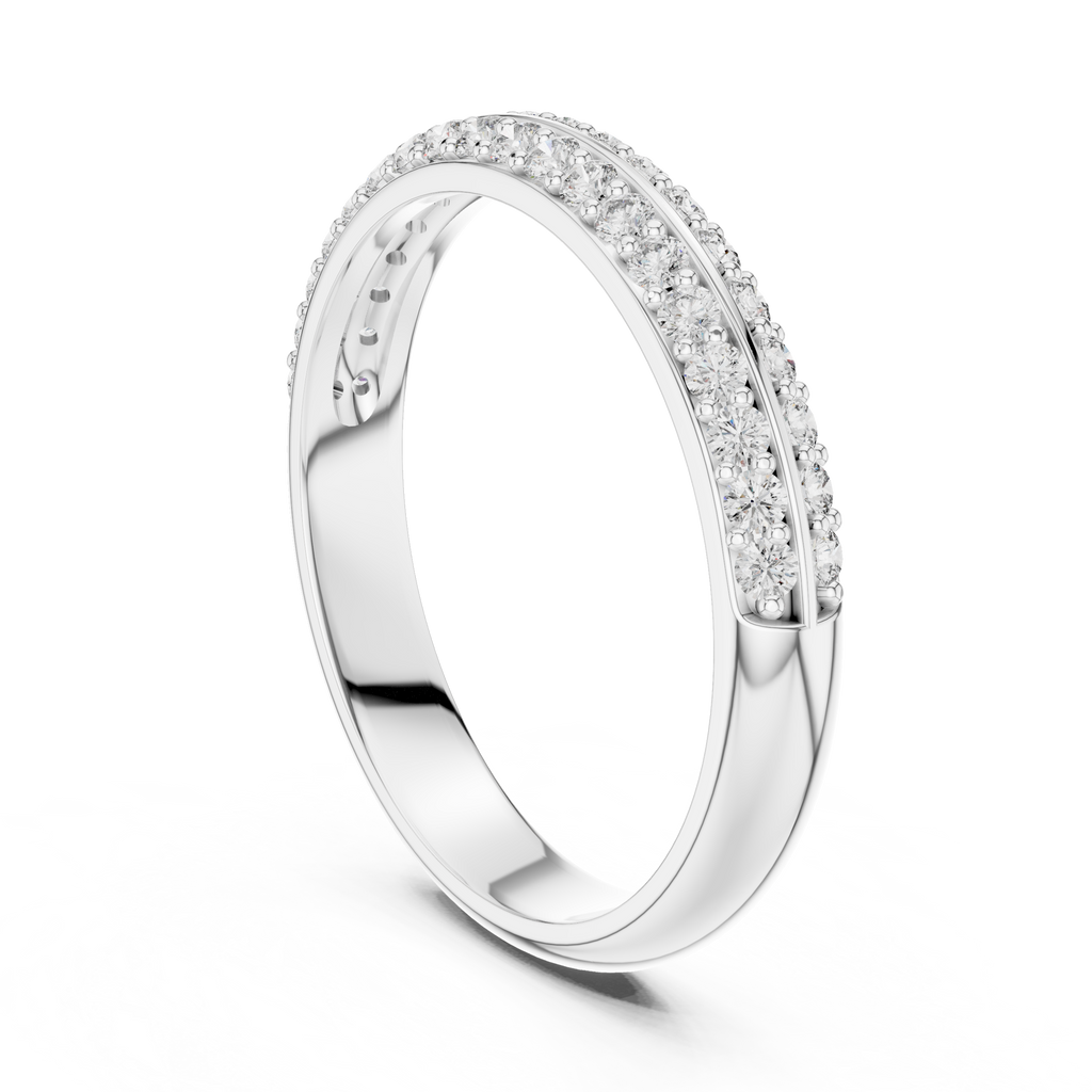 Double Row Round Lab Diamond Wedding Band