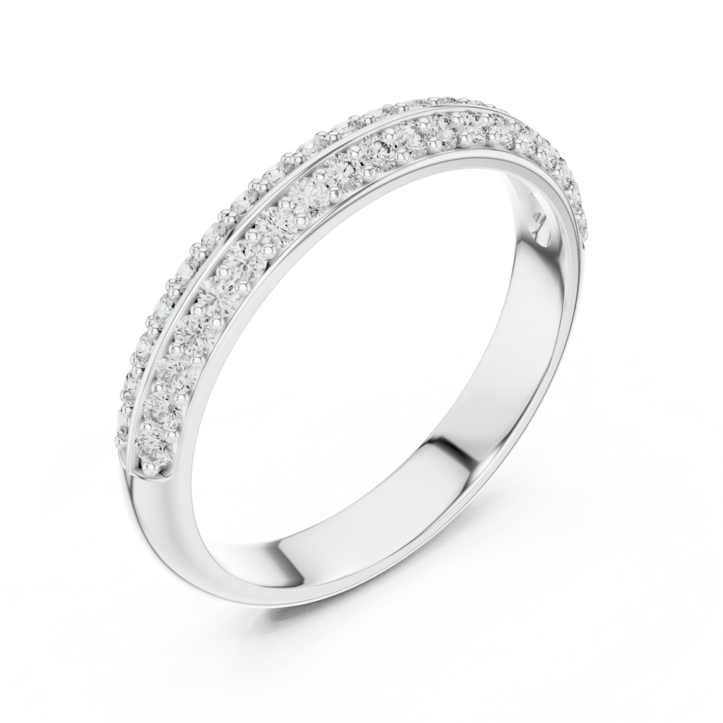 Double Row Round Lab Diamond Wedding Band