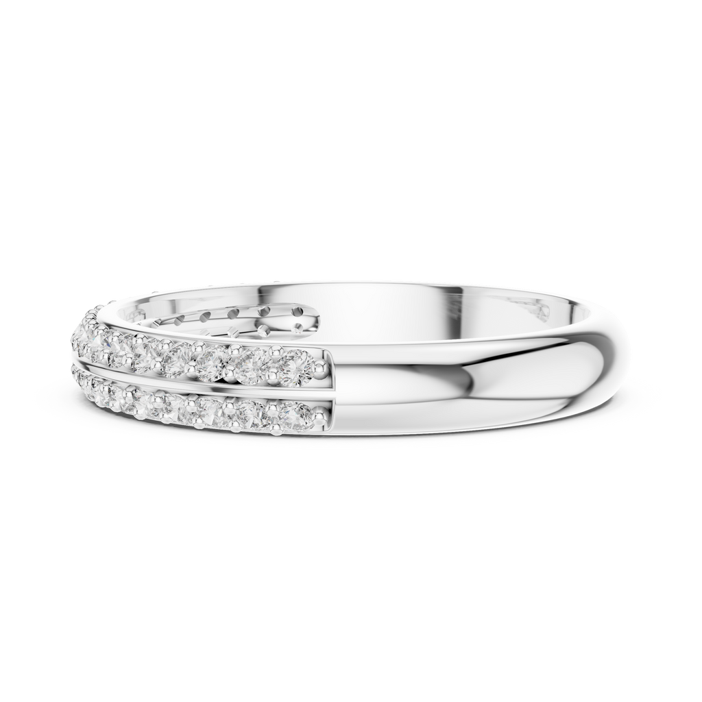 Double Row Round Lab Diamond Wedding Band