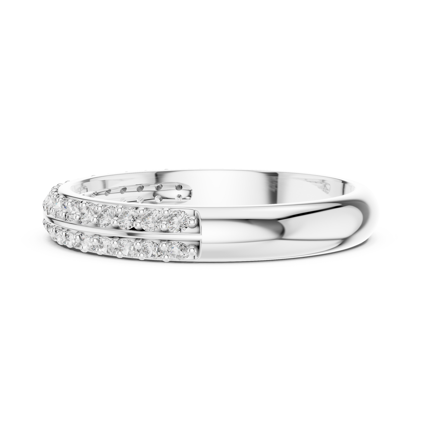 Double Row Round Lab Diamond Wedding Band