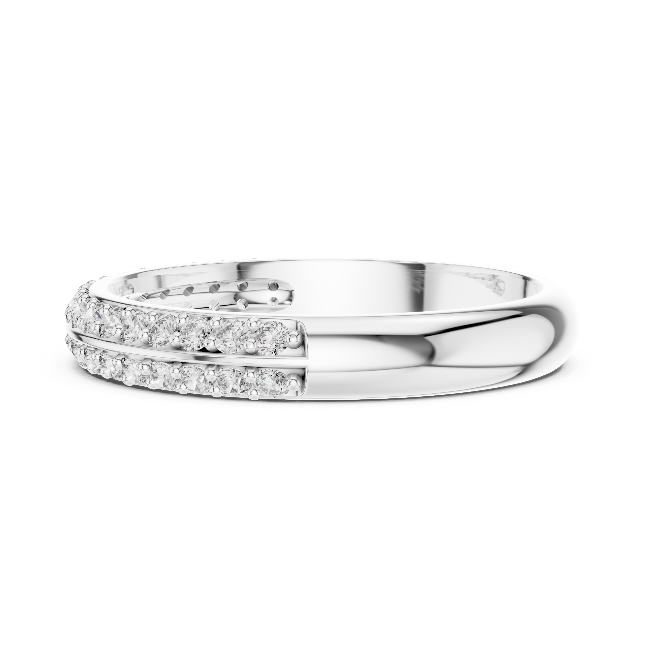 Double Row Round Lab Diamond Wedding Band