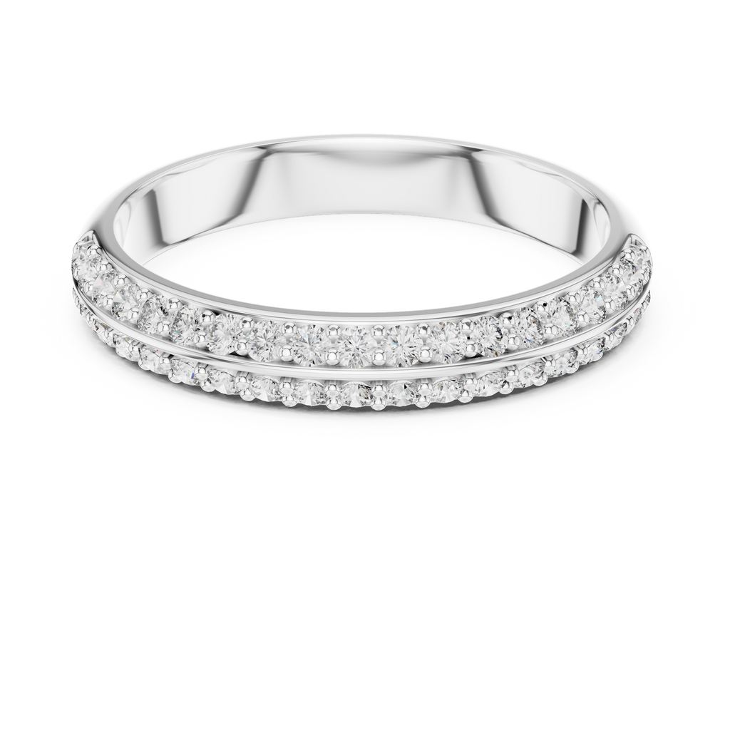 Double Row Round Lab Diamond Wedding Band