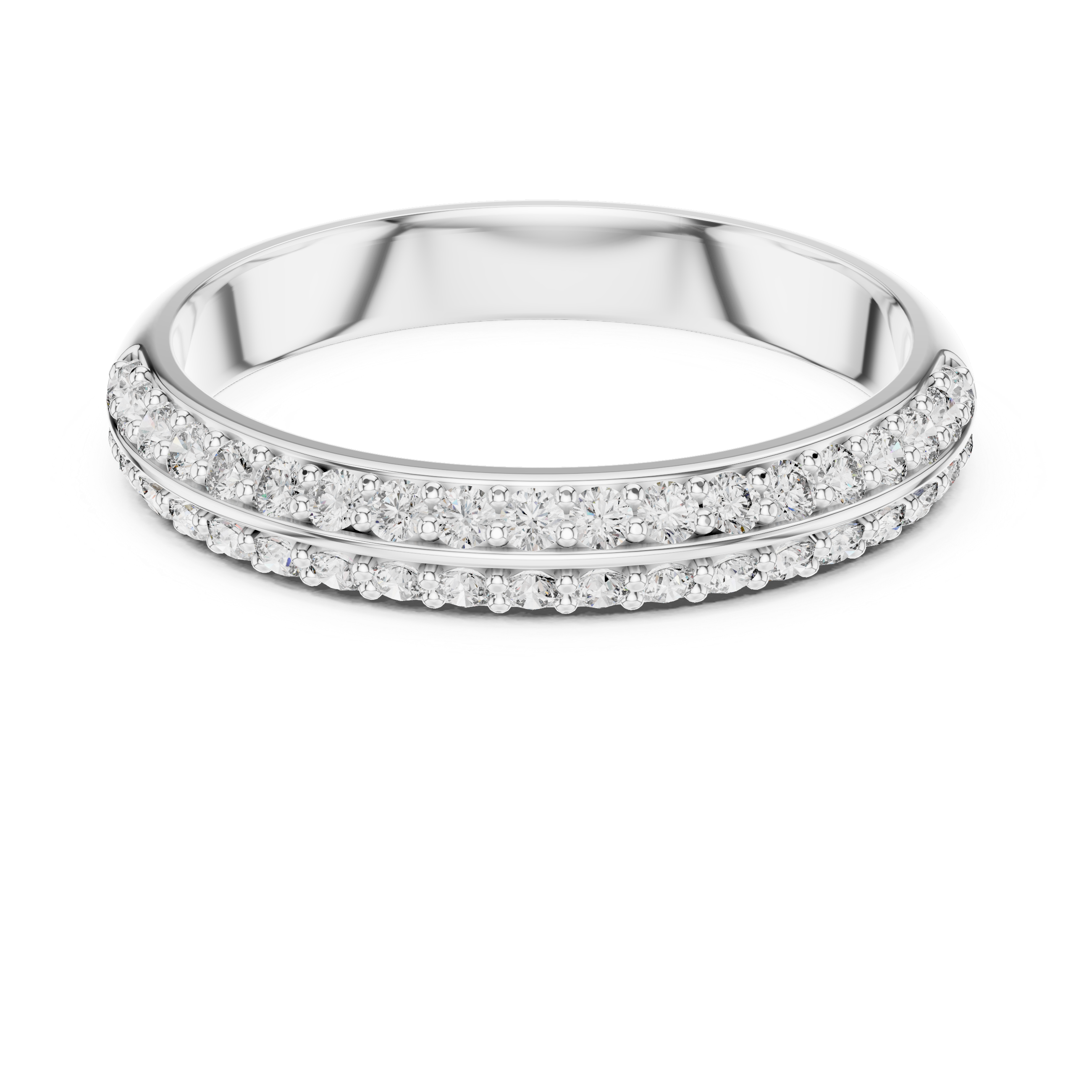 Double Row Round Lab Diamond Wedding Band