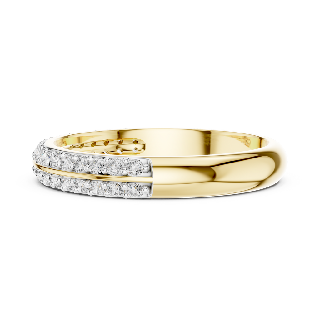 Double Row Round Lab Diamond Wedding Band