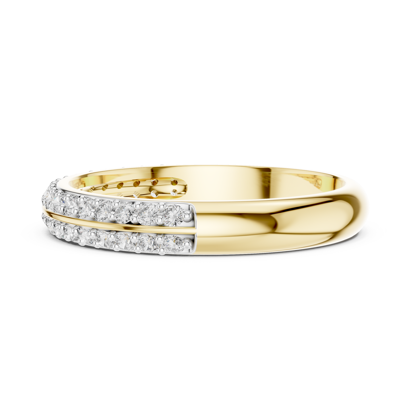 Double Row Round Lab Diamond Wedding Band
