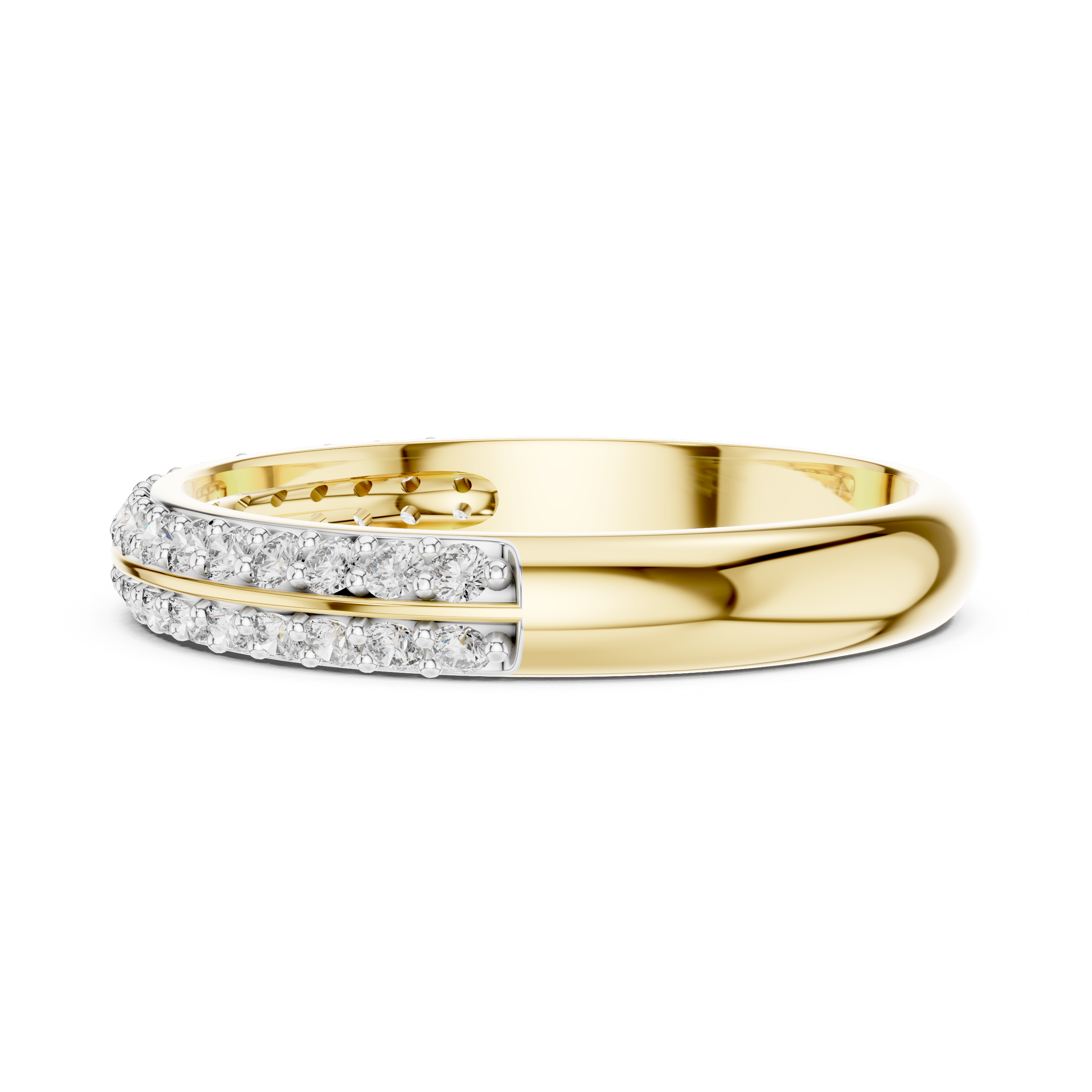 Double Row Round Lab Diamond Wedding Band