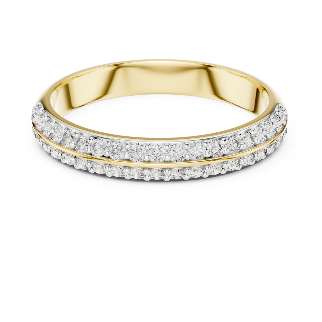 Double Row Round Lab Diamond Wedding Band