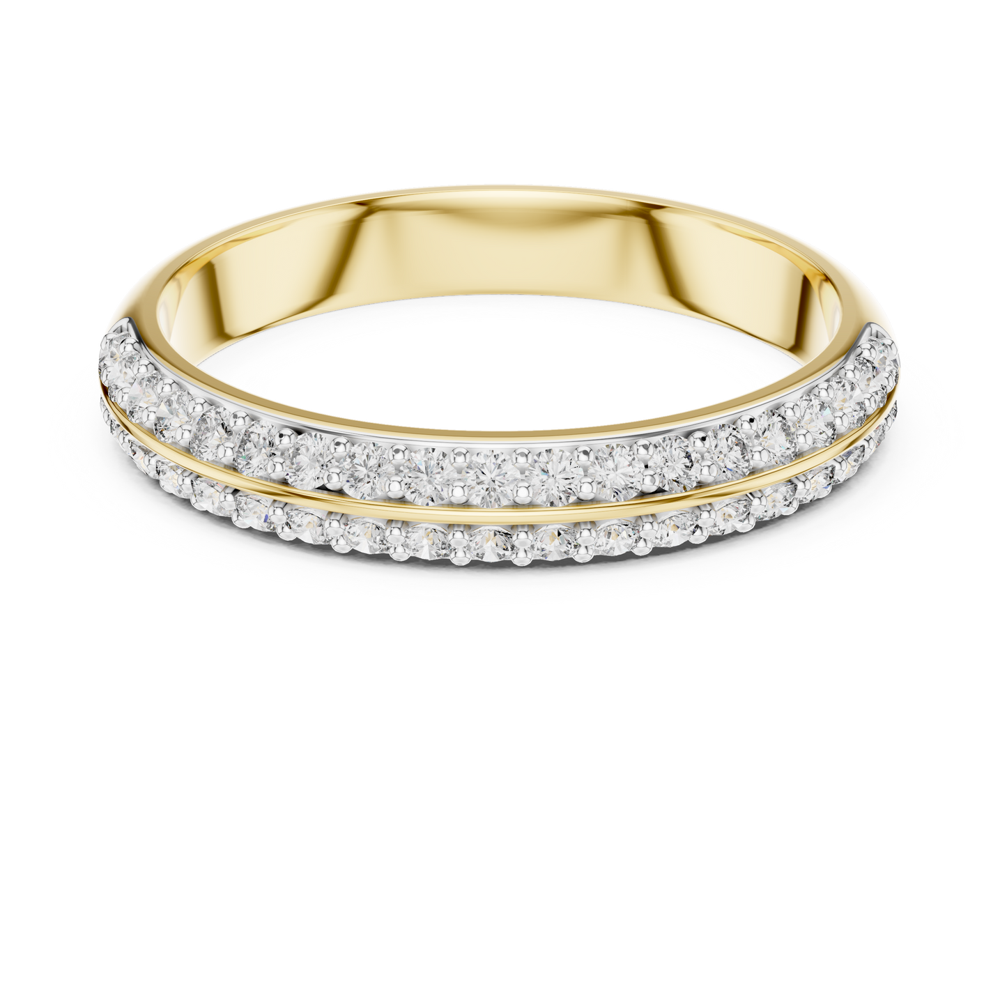 Double Row Round Lab Diamond Wedding Band