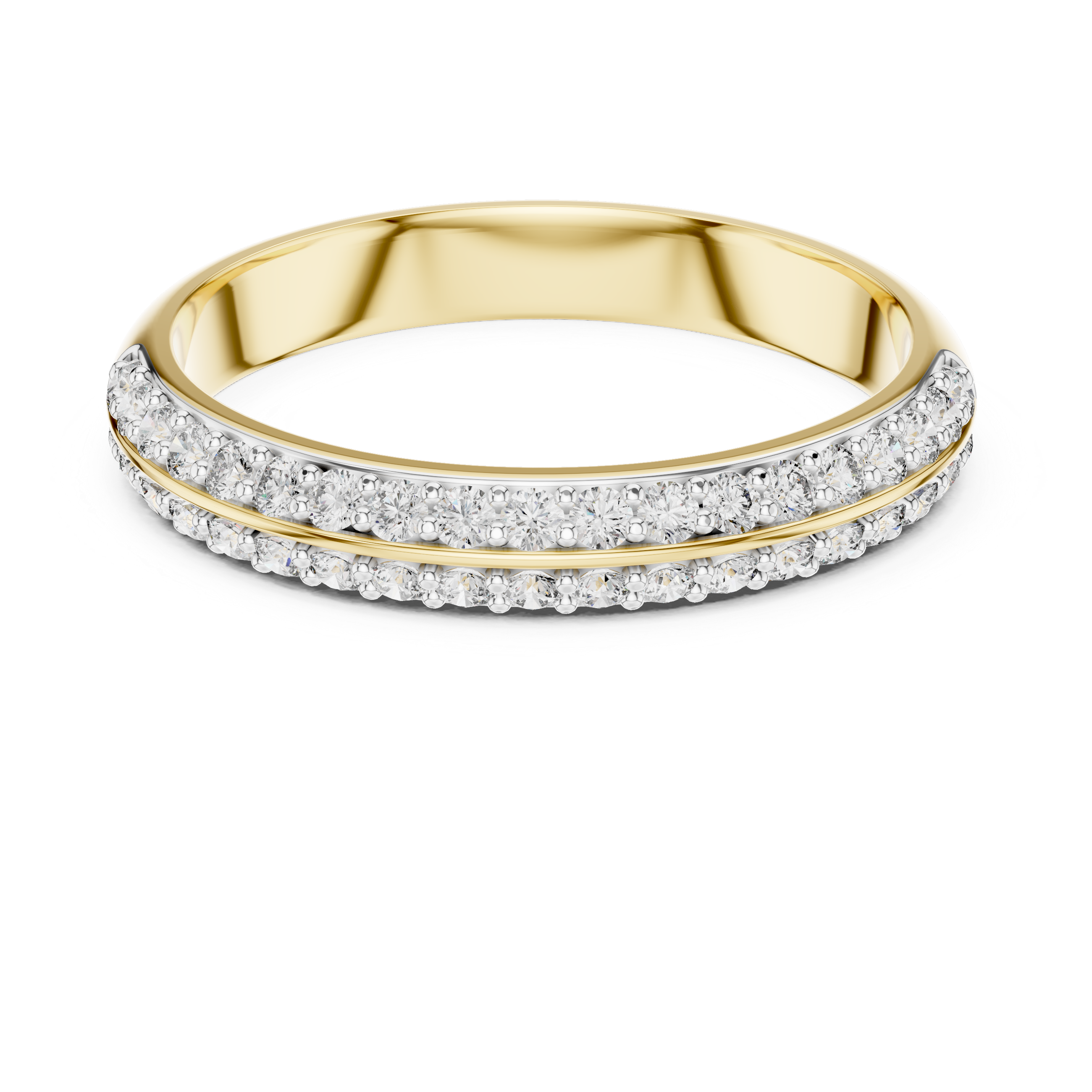 Double Row Round Lab Diamond Wedding Band