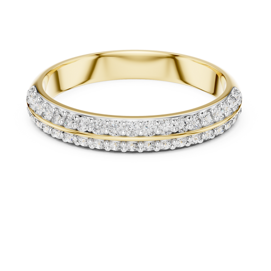 Double Row Round Lab Diamond Wedding Band