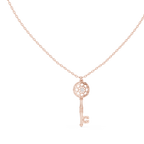 Unique Round Lab Diamond Key Shape Pendant