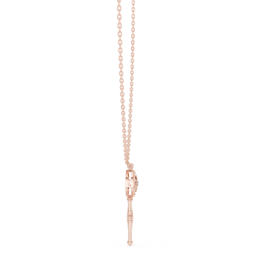 Unique Round Lab Diamond Key Shape Pendant