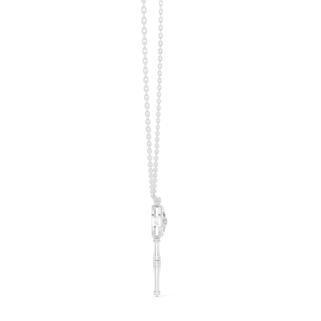 Unique Round Lab Diamond Key Shape Pendant