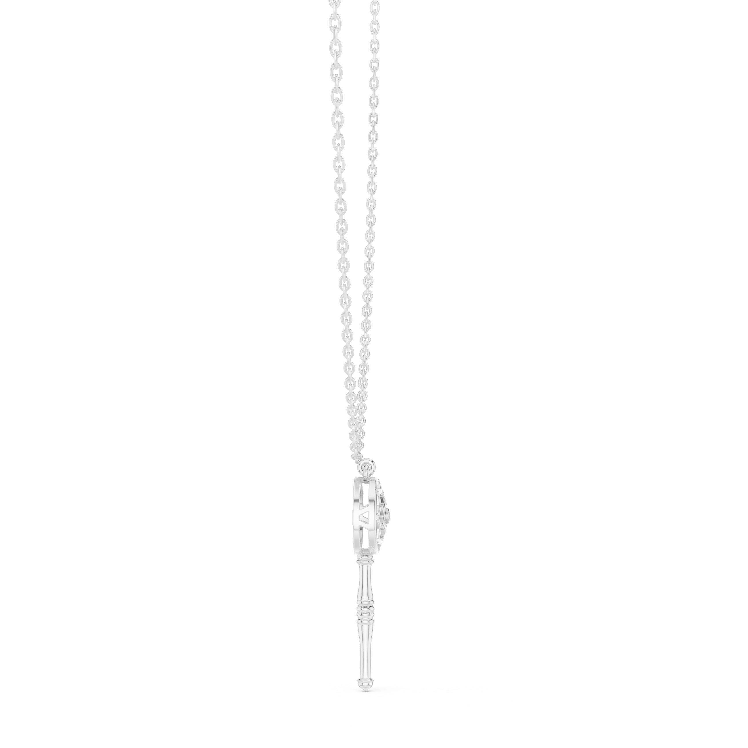 Unique Round Lab Diamond Key Shape Pendant