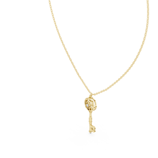 Unique Round Lab Diamond Key Shape Pendant