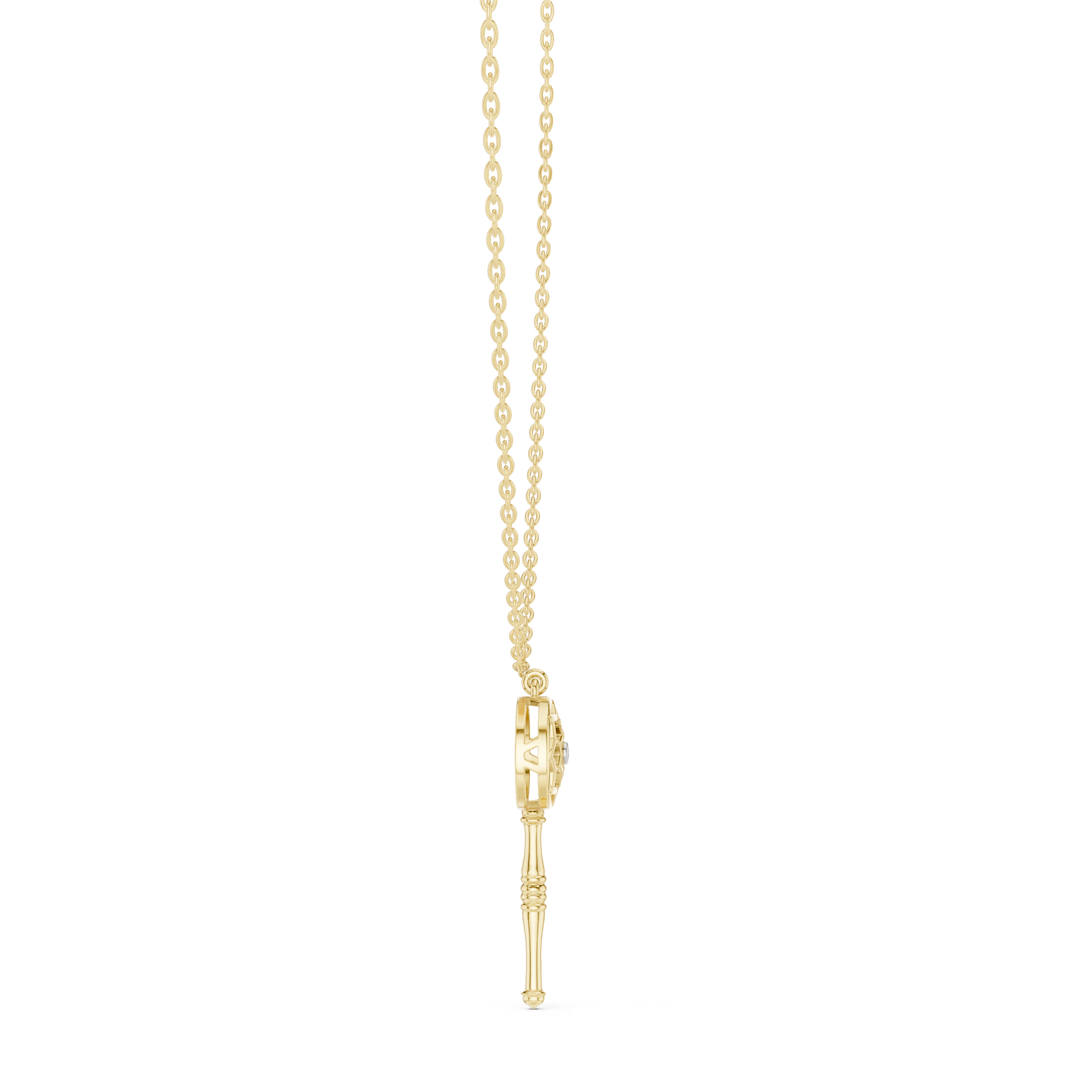 Unique Round Lab Diamond Key Shape Pendant