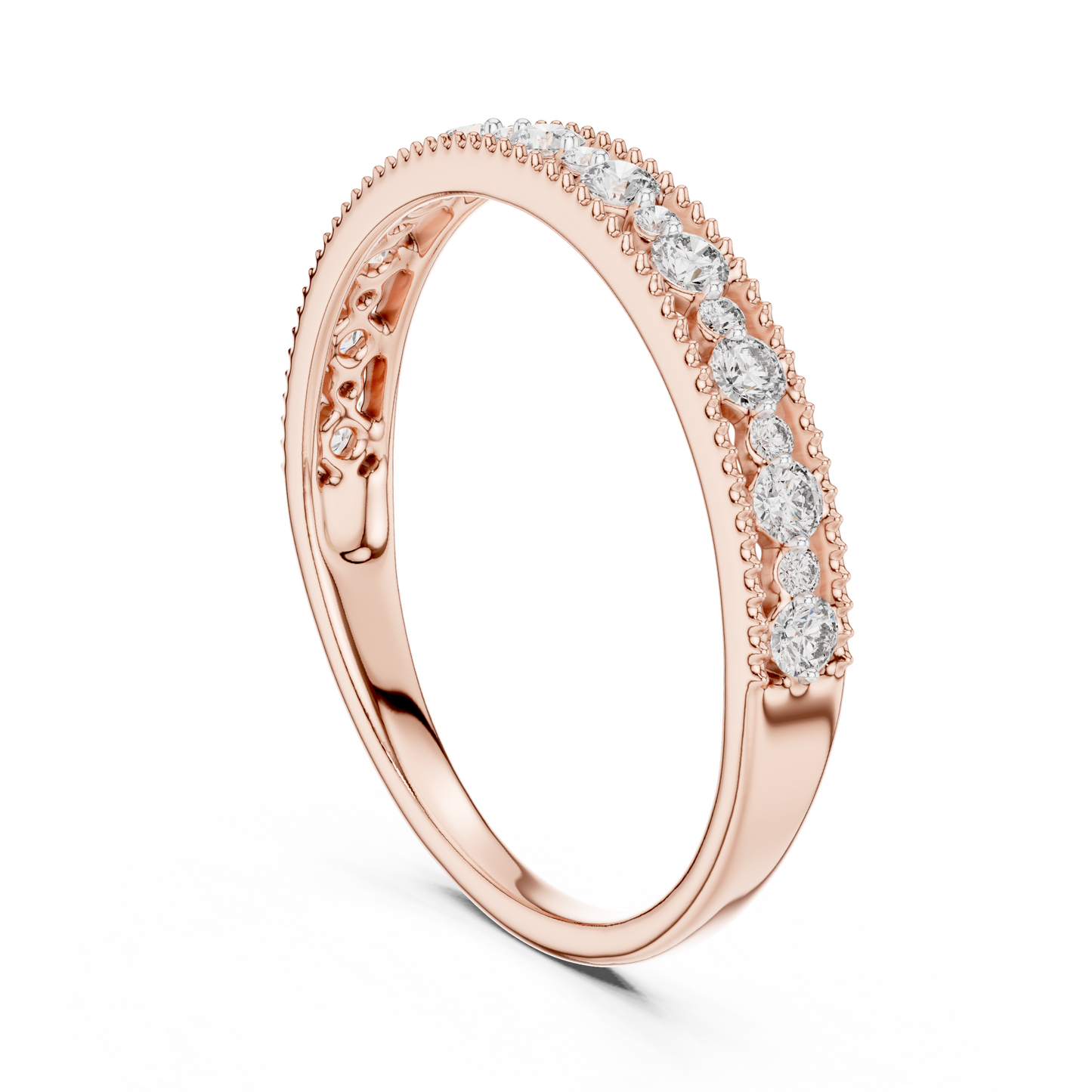 Round Cut Lab Diamond Channel Set Wedding Band