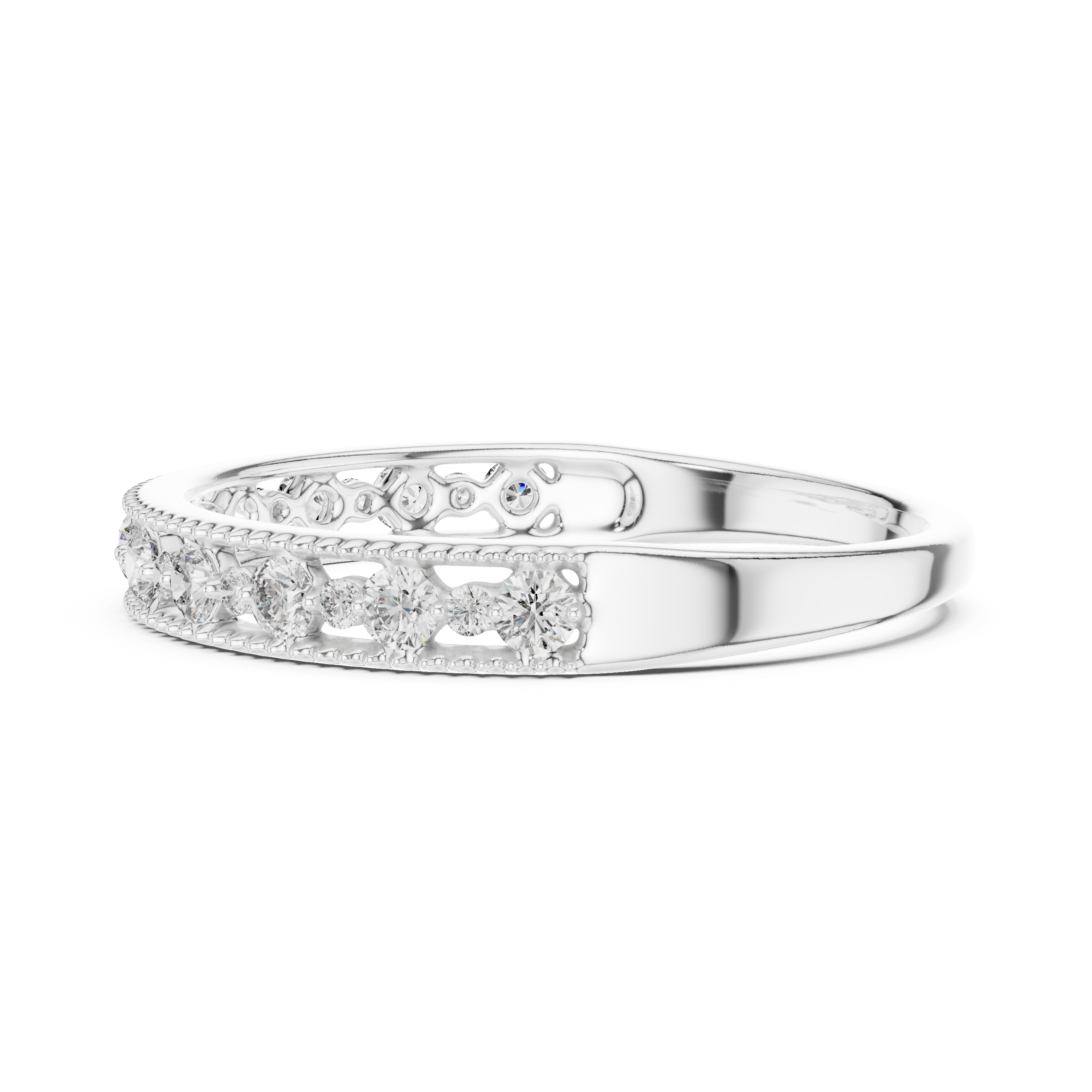 Round Cut Lab Diamond Channel Set Wedding Band