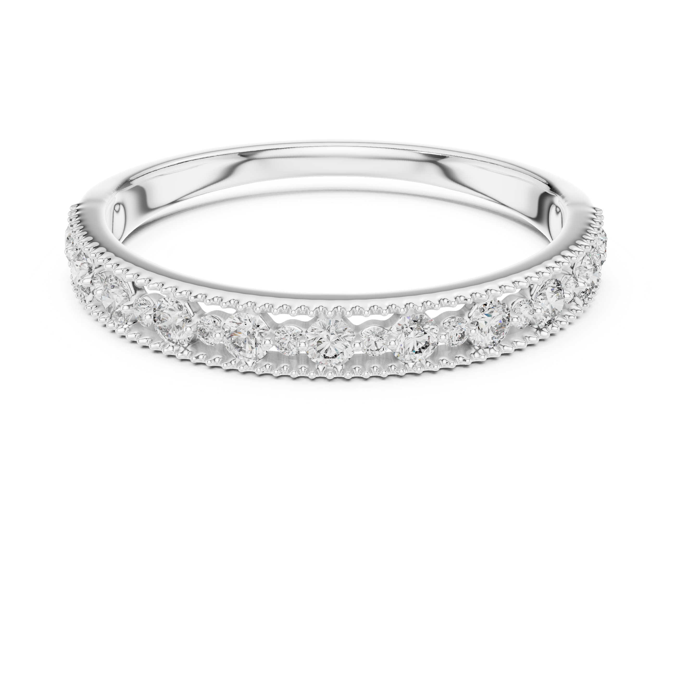 Round Cut Lab Diamond Channel Set Wedding Band