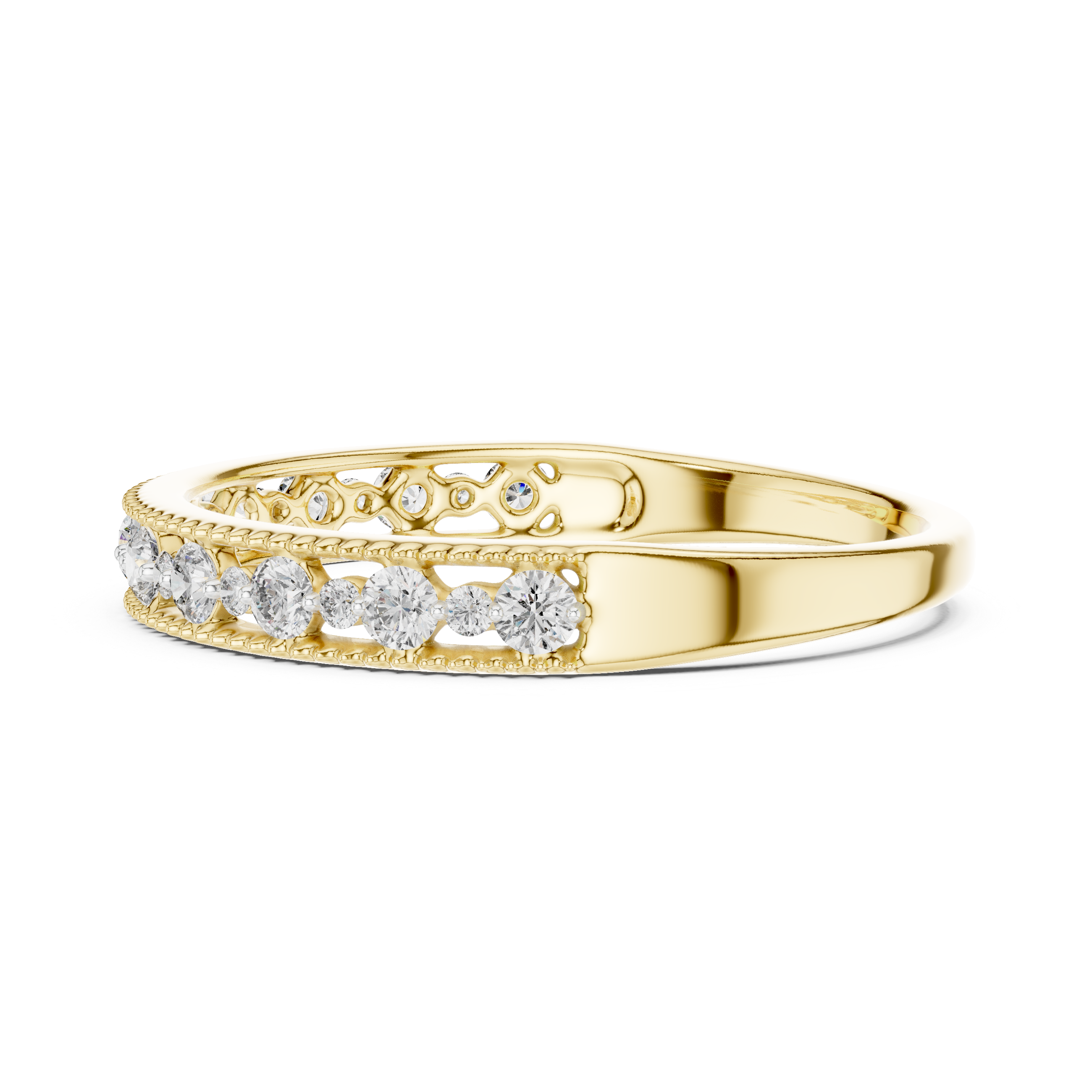 Round Cut Lab Diamond Channel Set Wedding Band