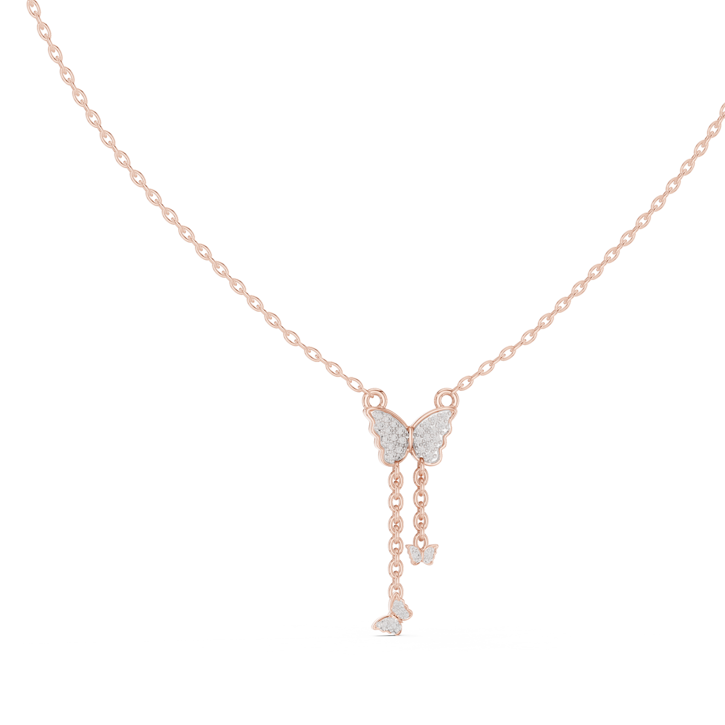 Multiple Butterfly Shape Pendant With Round Lab Diamond