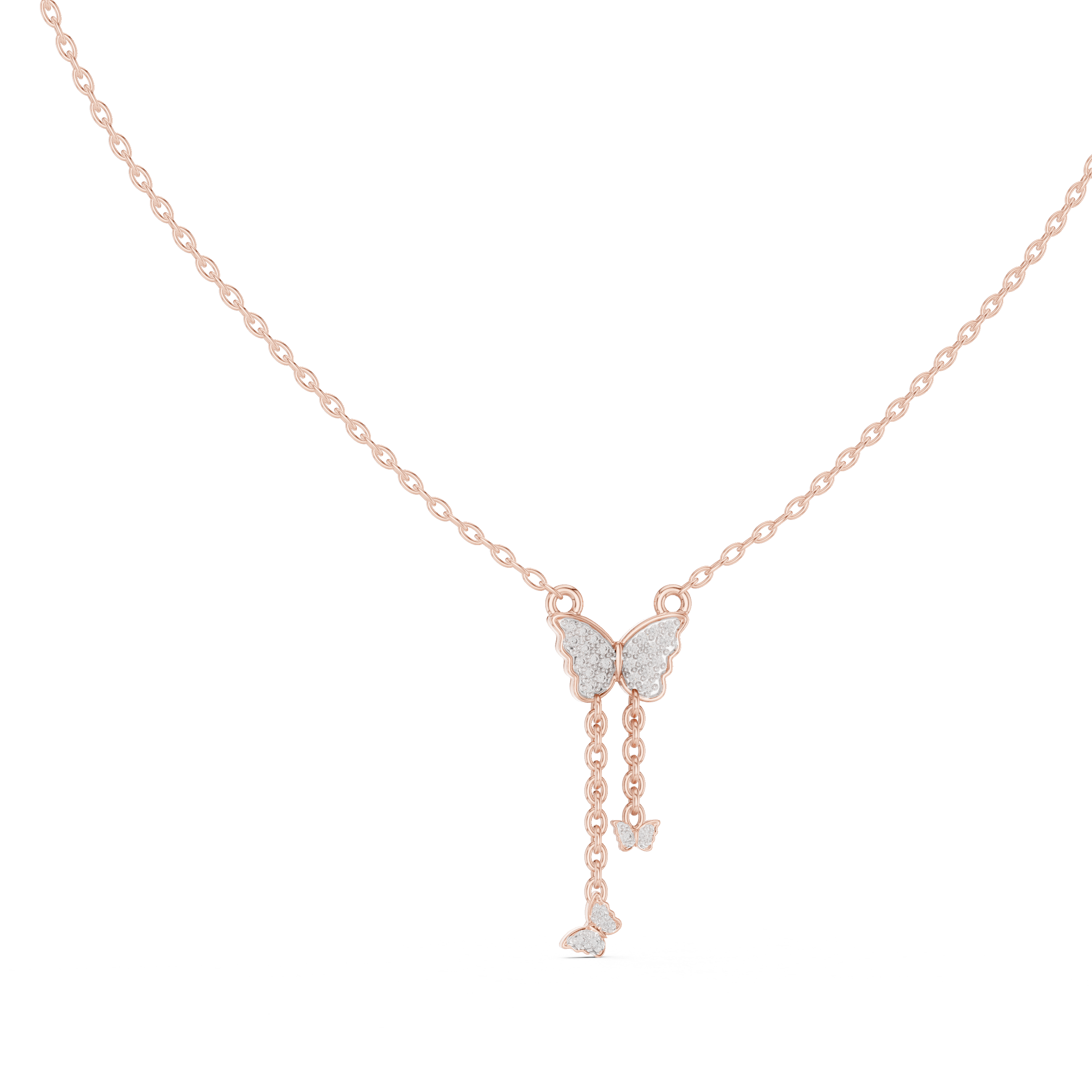 Multiple Butterfly Shape Pendant With Round Lab Diamond